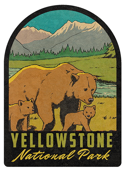 Yellowstone National Park Grizzly Bears Vintage Travel Air Freshener