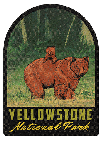Yellowstone National Park Grizzly Bear Cubs Vintage Travel Air Freshener