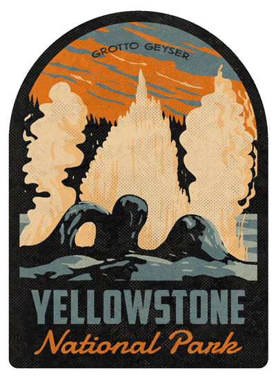 Yellowstone National Park Grotto Geyser Vintage Travel Air Freshener