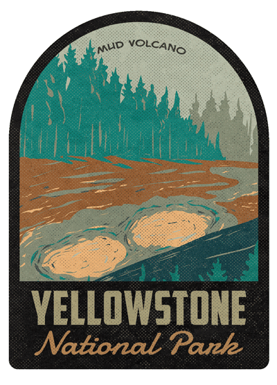 Yellowstone National Park Mud Volcano Vintage Travel Air Freshener